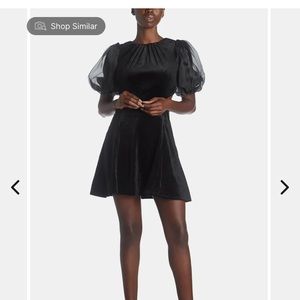 Black velvet Bardot Mini Dress NWT